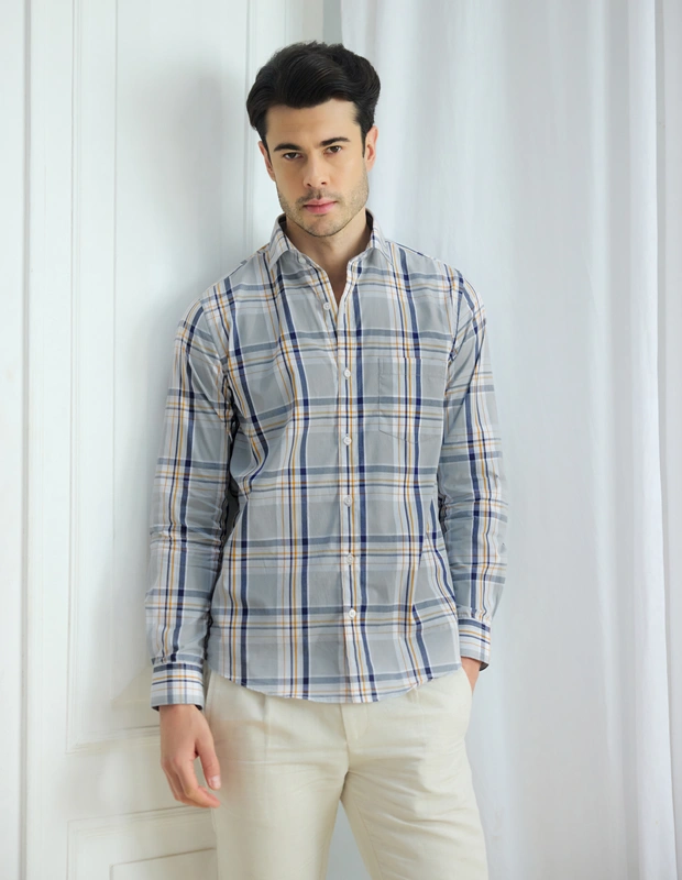 Indigo Amber Cotton check Shirt
